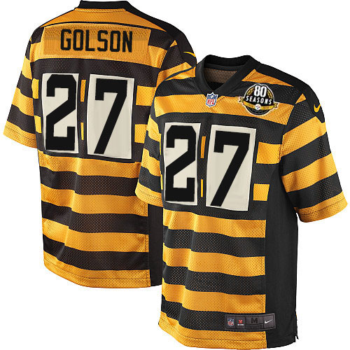 Youth Elite Senquez Golson 80th Anniversary Nike Jersey Gold/Black Alternate - #27 Throwback NFL Pittsburgh Steelers